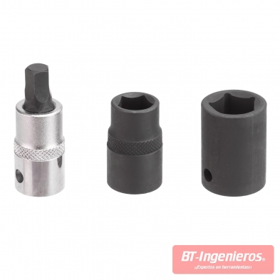 Contiene llave pentagonal hembra 14 mm y 19 mm, y punta hexagonal 10 mm.