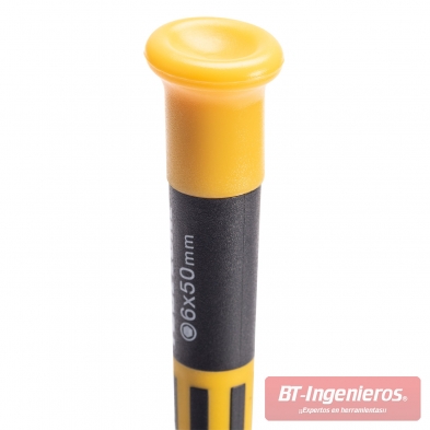 Mango bicomponente con extremo giratorio para manejo fácil.