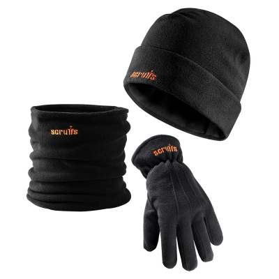 Pack de guantes, gorro y braga con forro polar.