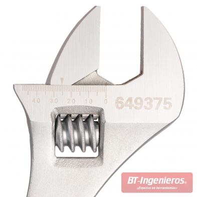 Boca con apertura hasta 46 mm. con escala de medición grabada.