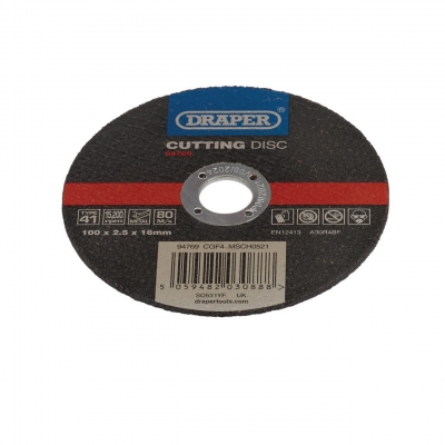 Disco de corte de metales. Ø100 x 2.5 mm. Draper 26826