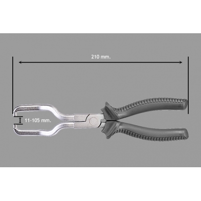 Medidas del alicate para conectores de combustible.