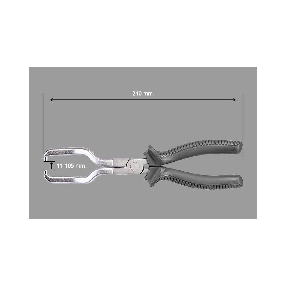 Medidas del alicate para conectores de combustible.