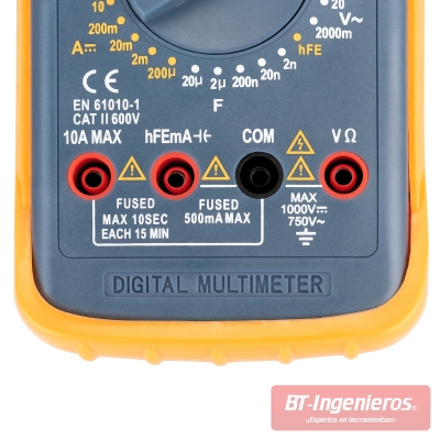 Multimetro profesional de automoción con tacómetro. Rango automático