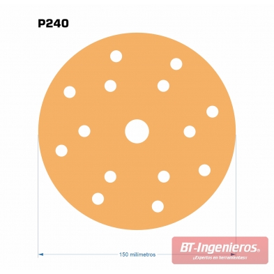 100 Discos de lija perforados GOLD 150 Mm - G240