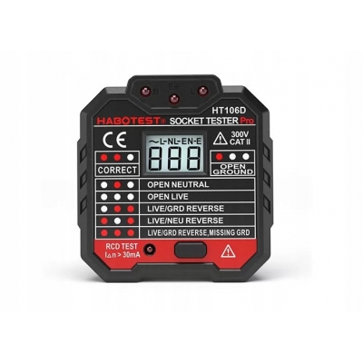 Comprobador de enchufes con pantalla digital 48 - 250V - RCD