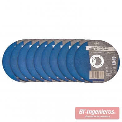 Pack de 10 Discos de corte de acero inoxidable. Ultrafinos - Ø115 x 0.8 mm.