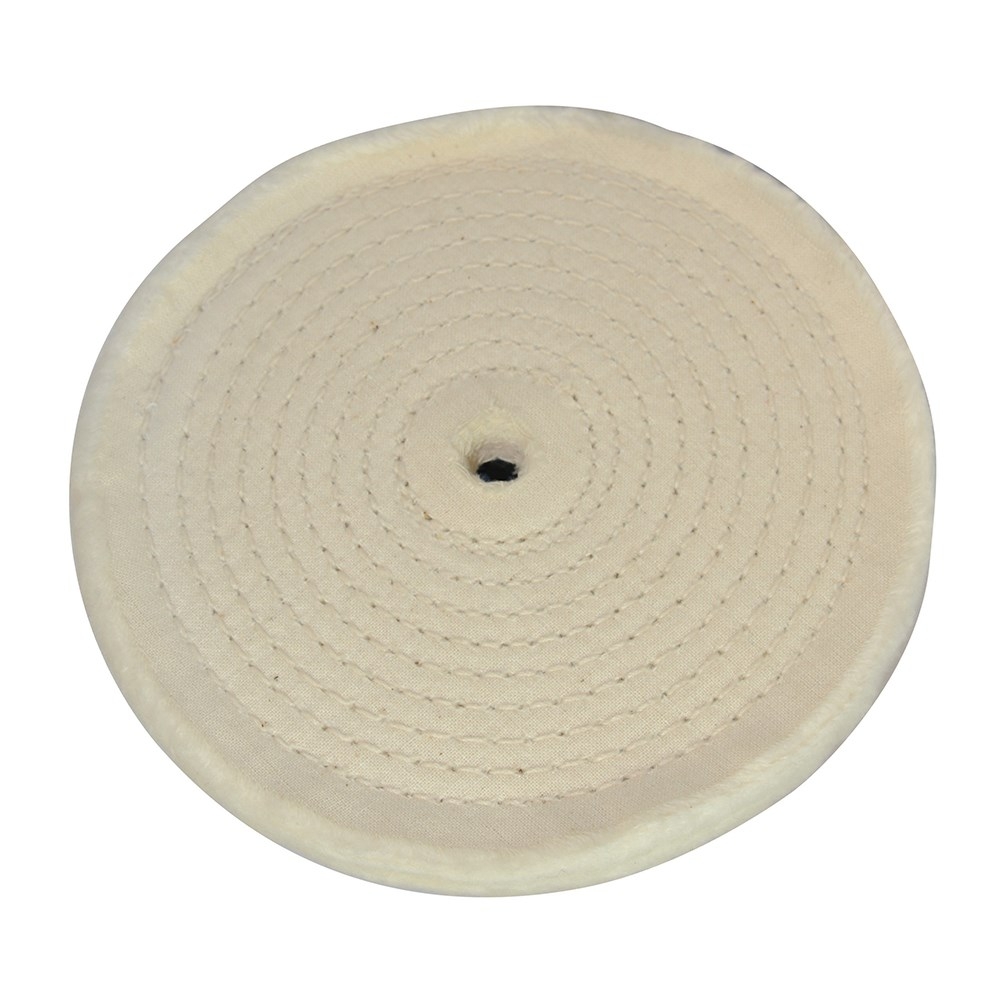 Disco pulidor de algodón cosido en espiral para amoladora / pulidora de banco. Ø 150 Mm.