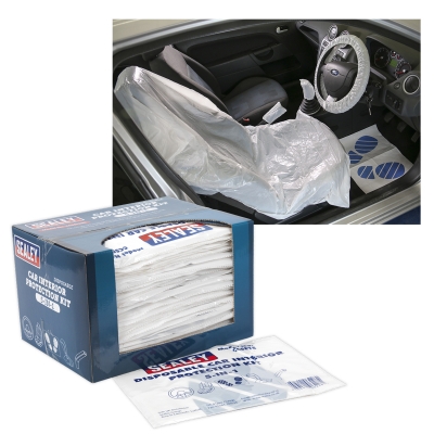 Kit de protección interior de coche desechable 5 en 1 - Caja expositora de 50 CCSET550