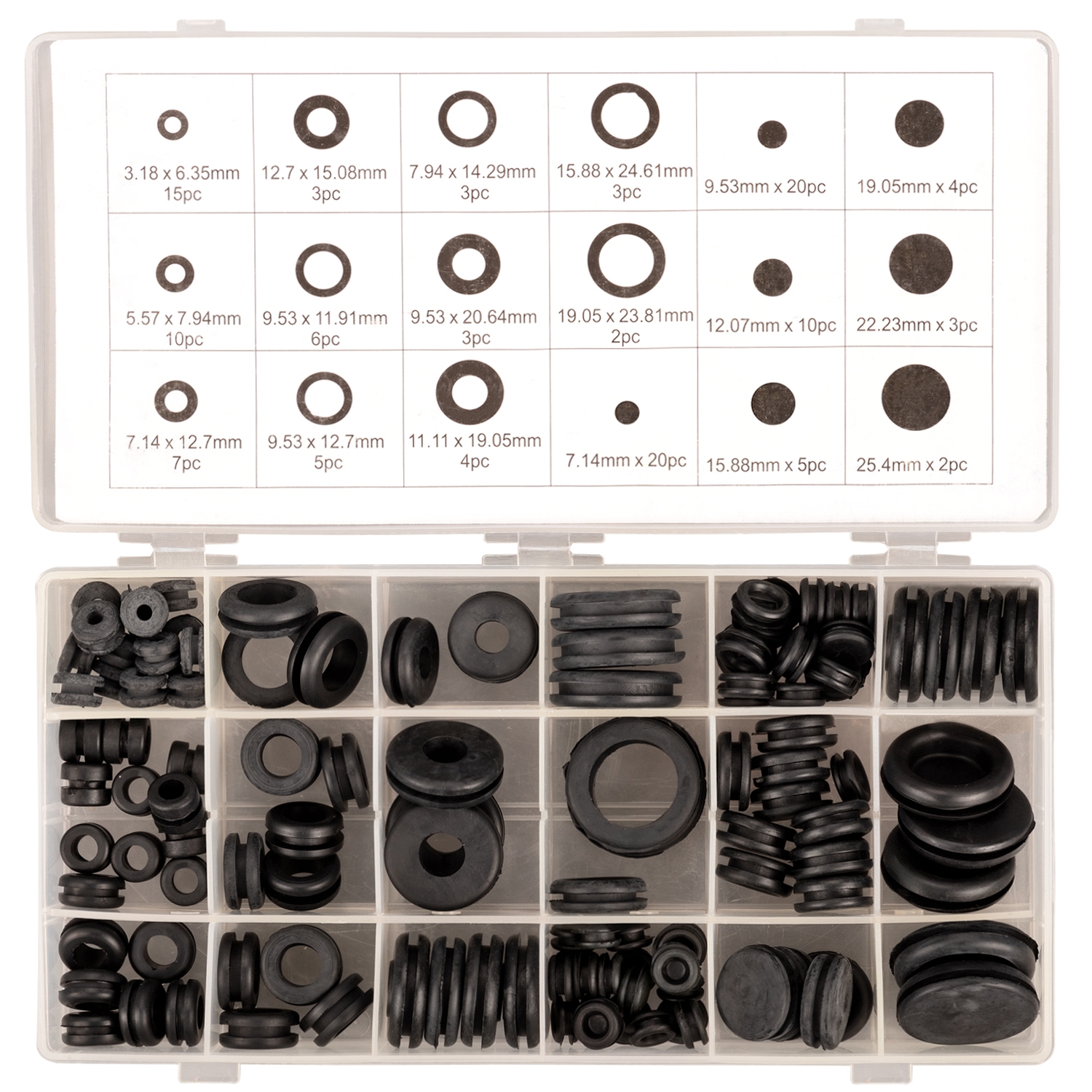 Kit de 125 Tapones de Goma para Cables y Agujeros