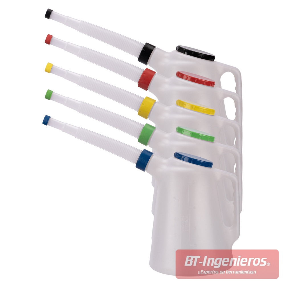 Set de 5 jarras graduadas con boquilla flexible - 5 Litros | Código de colores