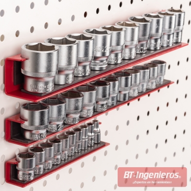 Pack de soportes magnéticos para llaves de vaso 1/4" -  34 Huecos