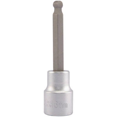 Llave de vaso de 3/8" con punta hexagonal de bola 6 mm. Largo: 70 mm.