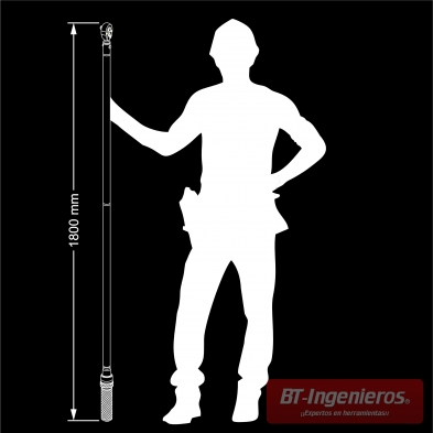 Longitud de 1.80 metros para aplicar mayor fuerza.