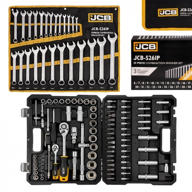 Pack maletín 94 piezas 1/2" y 1/4" + Set de 25 llaves combinadas 💪 JCB 💪