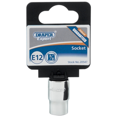 Llave de vaso Torx hembra E12 con cuadradillo de 3/8".