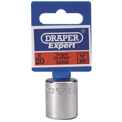 Llave de vaso Torx hembra E20 con cuadradillo de 3/8".