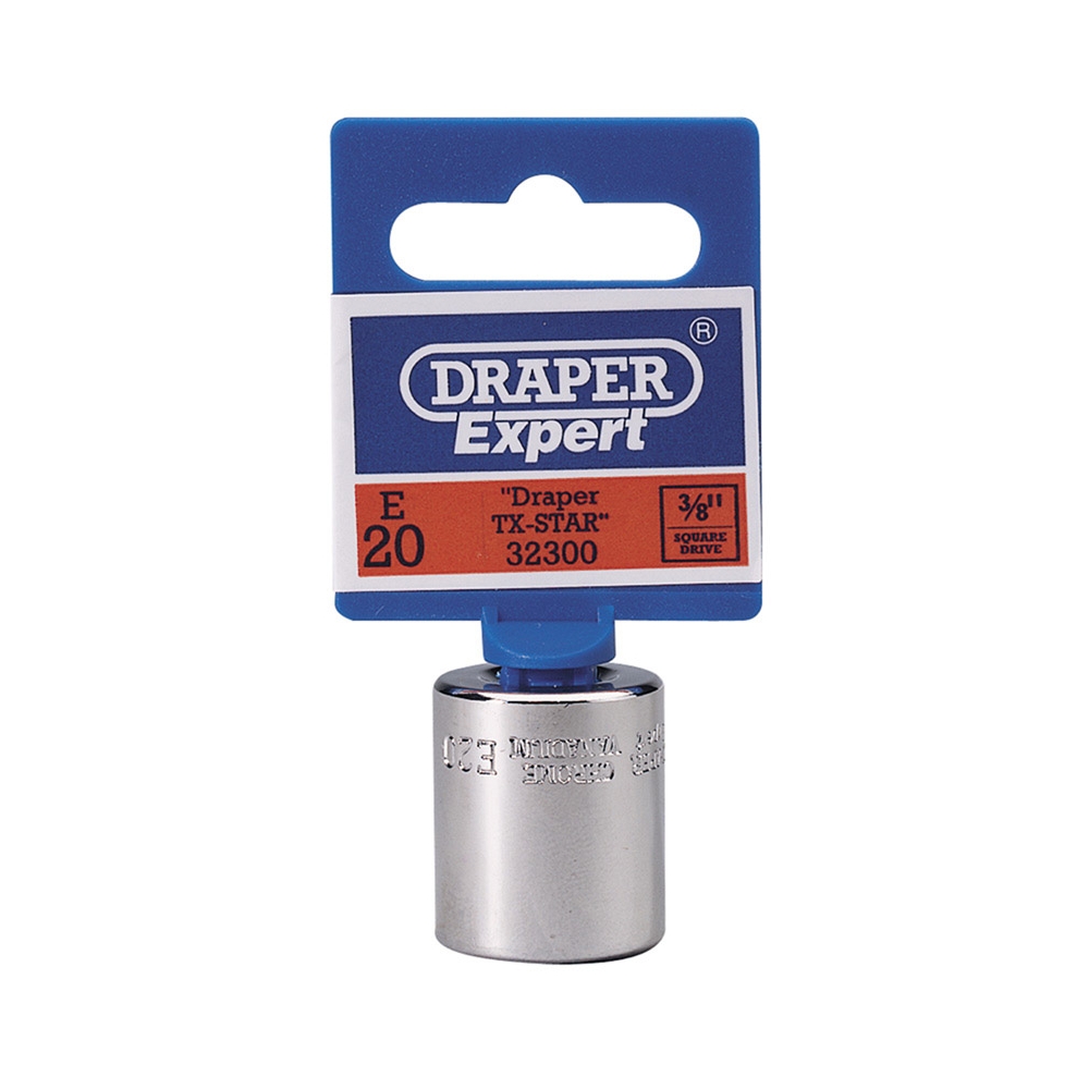 Llave de vaso Torx hembra E20 con cuadradillo de 3/8".