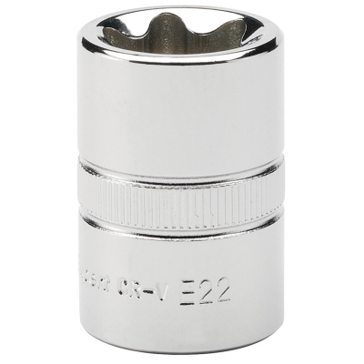 Llave de vaso Torx hembra E22 con cuadradillo de 1/2".