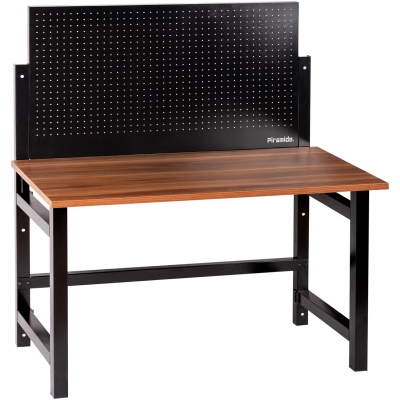 Banco de trabajo plegable con panel perforado y mesa de madera. Piramide®