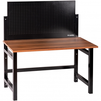 Banco de trabajo plegable con panel perforado y mesa de madera. Piramide®