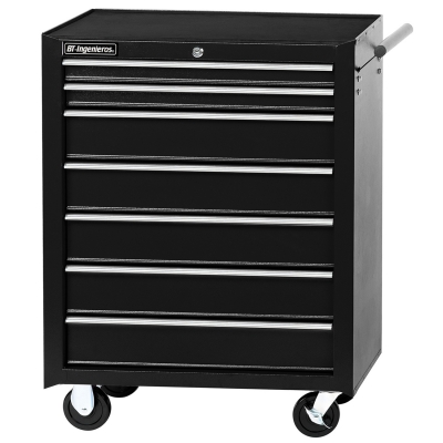 Carro de herramientas para taller con 7 cajones BT - Color negro | 620 x 330 x 880 mm.
