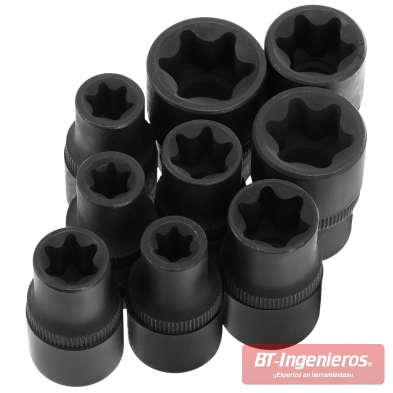 18 Vasos Torx Hembra de impacto en bandeja modular | Acero Cr-V