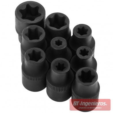 18 Vasos Torx Hembra de impacto en bandeja modular | Acero Cr-V