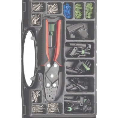 Kit de Crimpadora para Terminales Estancos Delphi Weather-Pack + Conectores y Sellos – 196 Piezas