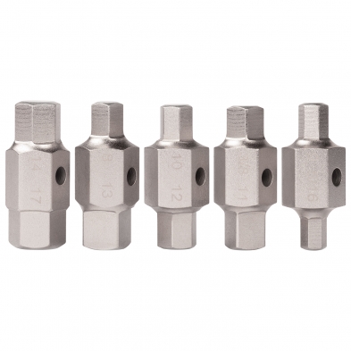 Set de llaves para tapón de carter - 10 Puntas | Cruadados y Hexagonales | Métrica e Imperial