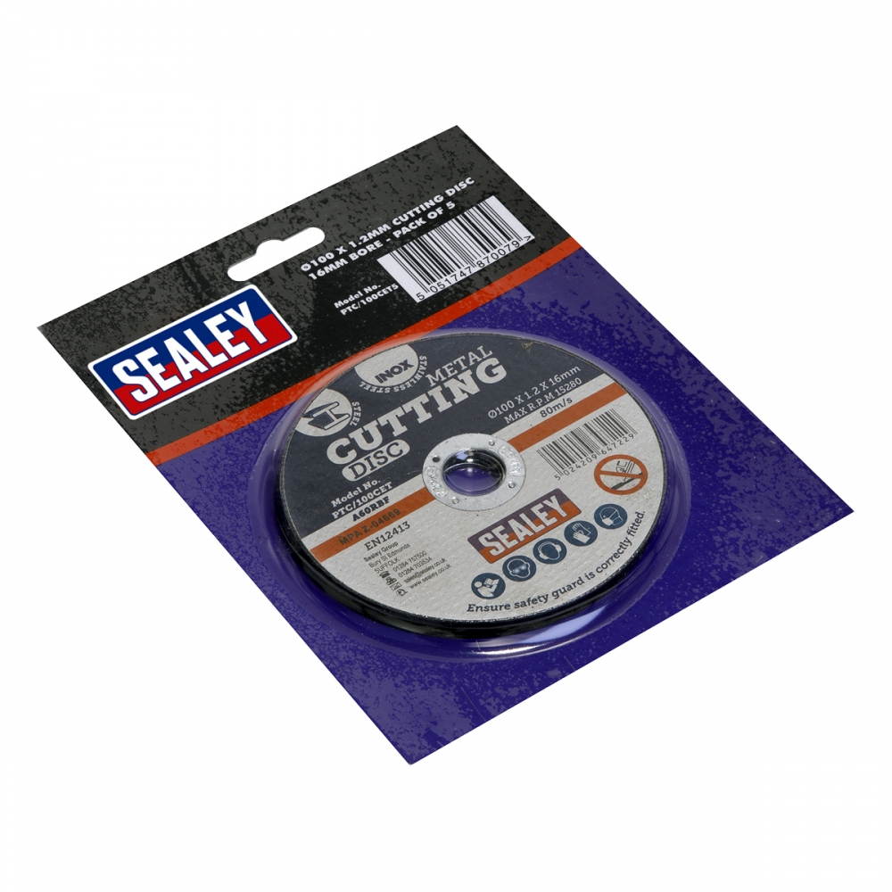 Pack de 5 Discos de corte para metal - 100 x 1.2 mm. (Agujero 16 mm.)