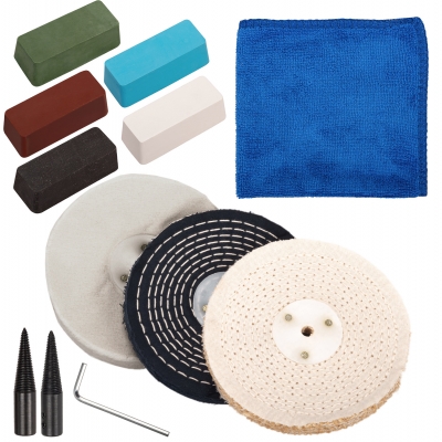 Kit de pulido de metales para esmeriles de banco | 11 Piezas - Ø 150 mm.