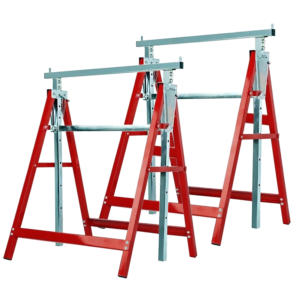 2 x Caballete telescópico resistente. Cap. 300 Kg. | Altura ajustable 800 - 1300 mm