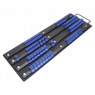 Soporte de rail para 80 llaves vasos de 1/2", 3/8" y 1/4"