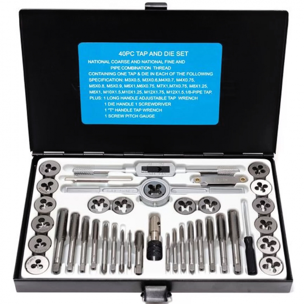 Juego profesional de machos y terrajas. Acero de Tungsteno 40PZ