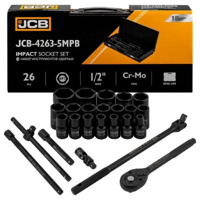 Set completo JCB de impacto 1/2” – 26 piezas.
