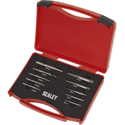 Extractor de Tornillos y Brocas Escalonadas Sealey 10 Piezas