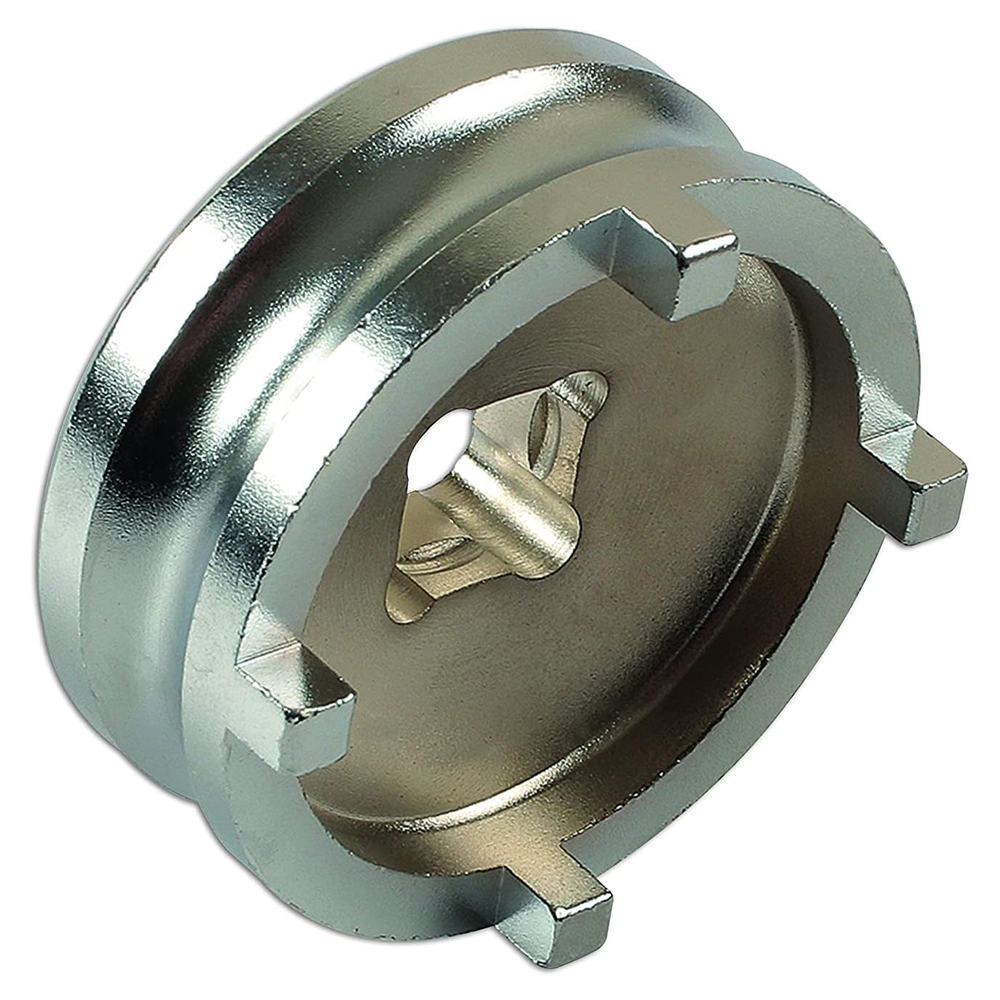 Detalle lateral de la llave almenada Kawasaki 50 mm para tuerca de basculante, encastre 1/2 pulgada y cuatro uñas robustas.