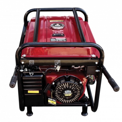 Vista trasera del generador S-THOR7500ELPG gasolina/gas, motor 10HP y estructura reforzada, ruedas para desplazamiento fácil.