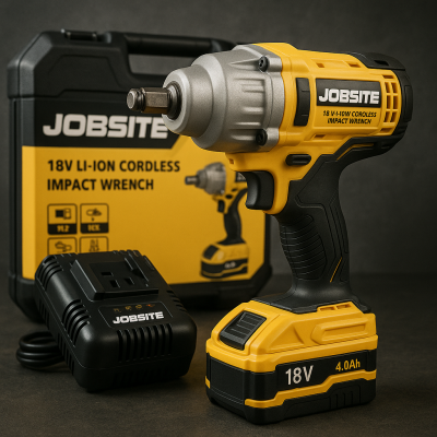 Pistola de impacto a batería 600 Nm 1/2" JobSite | Batería Li-Ion 4Ah & Cargador rápido