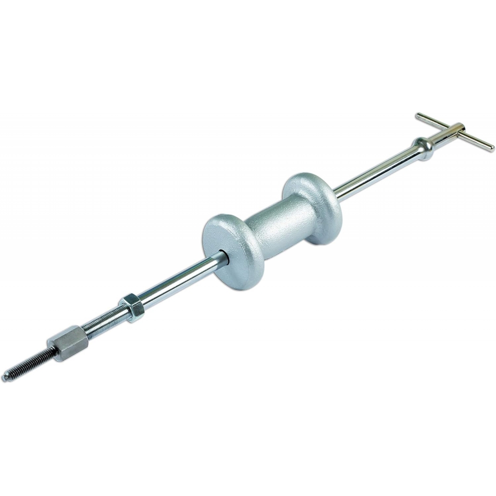 Martillo deslizante de inercia profesional para automoción, vista vertical, barra cromada y mango en T.