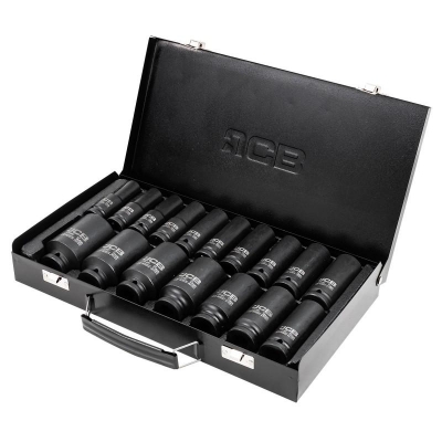 Set 15 Pezzi Bussole Impatto 1/2" Lunghe + Adattatori - Vasoi Esagonali Per Avvitatore A Percussione