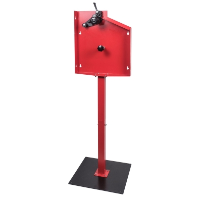 Soporte dispensador metálico para contrapesas adhesivas de ruedas con sistema de corte.