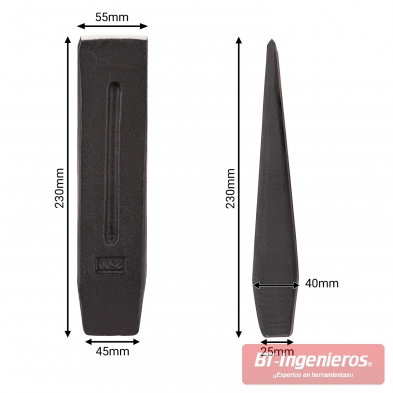 Vista superior cuña de cincel 2,7 kg acero forjado antijamado