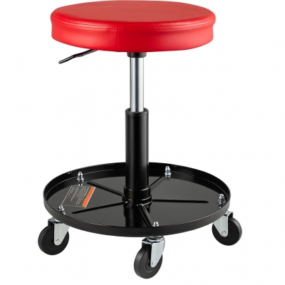 Silla de mecánico giratoria con altura regulable.