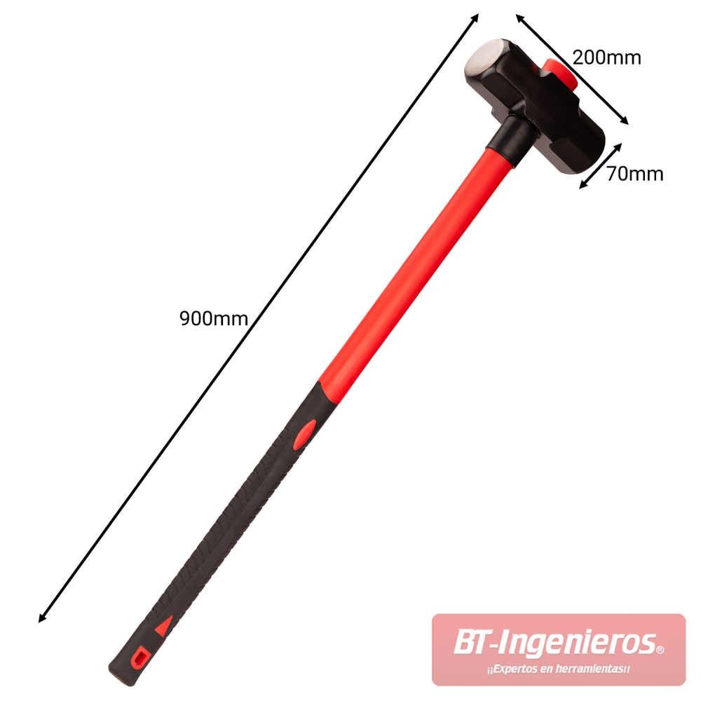 Maza profesional 14 lb – dimensiones 900 mm largo x 200 mm cabeza