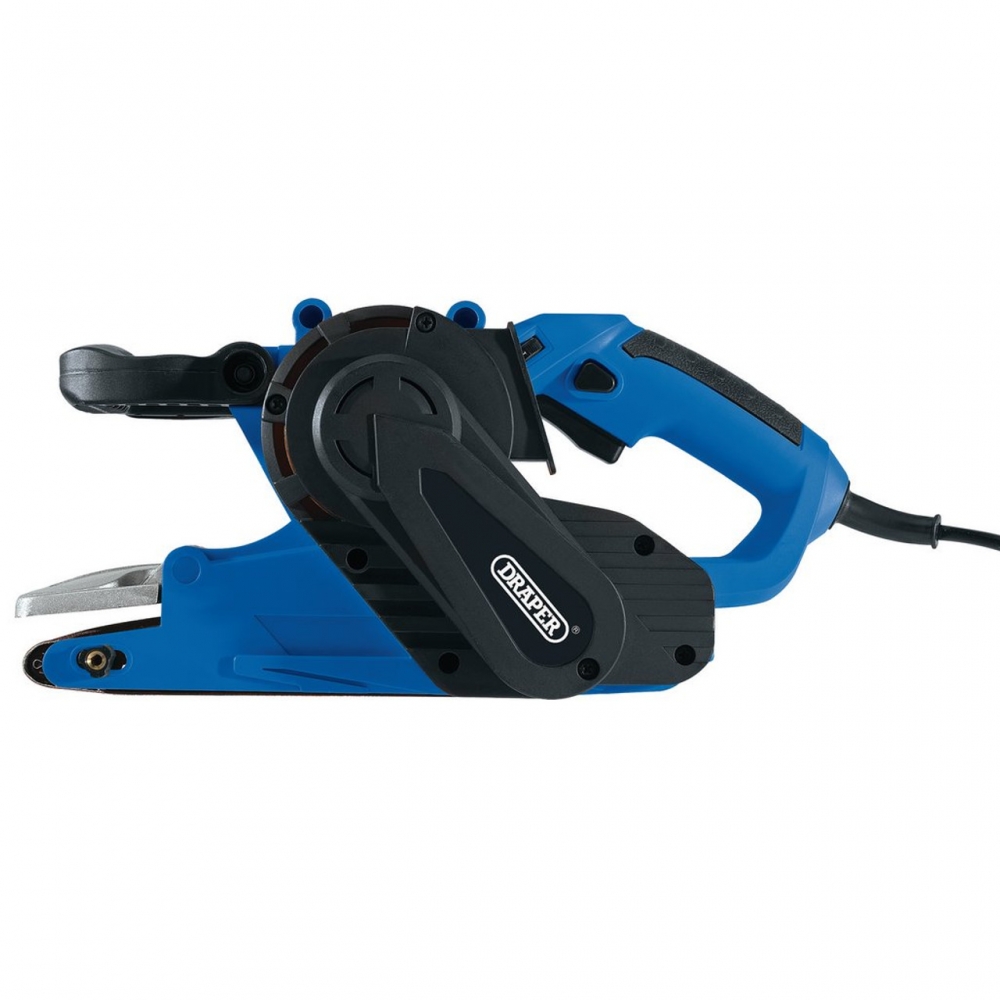 Vista lateral lijadora Draper 1010W con cinta instalada