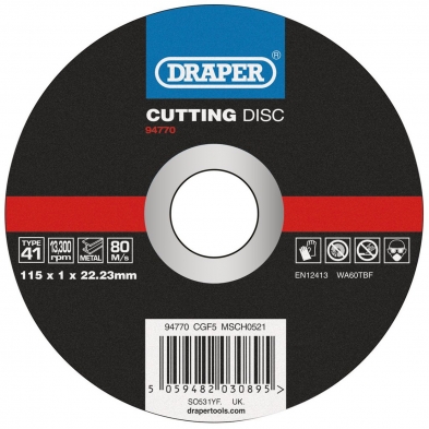 Disco de corte fino de metales Ø115 x 1.0 mm. Reforzado
