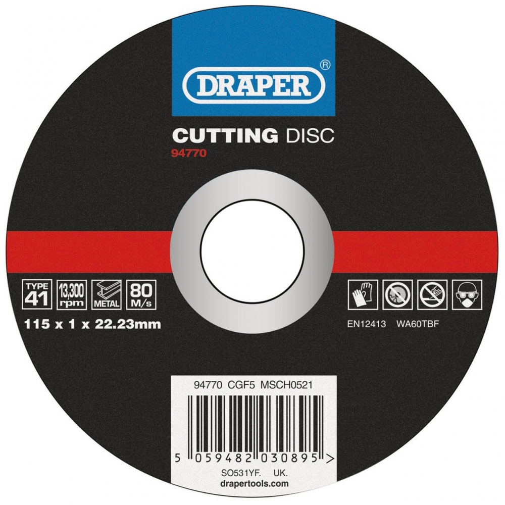 Disco de corte fino de metales Ø115 x 1.0 mm. Reforzado