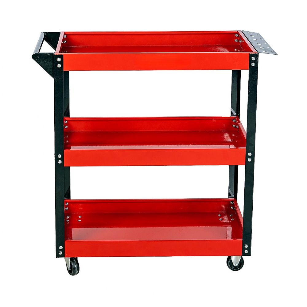 Carro de taller de 3 estantes metálicos – vista frontal.